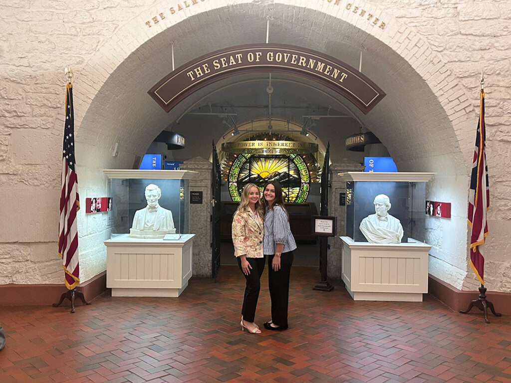 Alanna Lawson (left) and Lily Baker (right) toured the Ohio Statehouse during their shadow day.